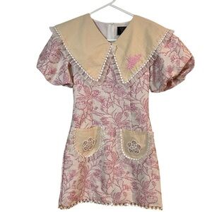 WR Studio Vintage Pink and White Babydoll Mini Dress Sz-S